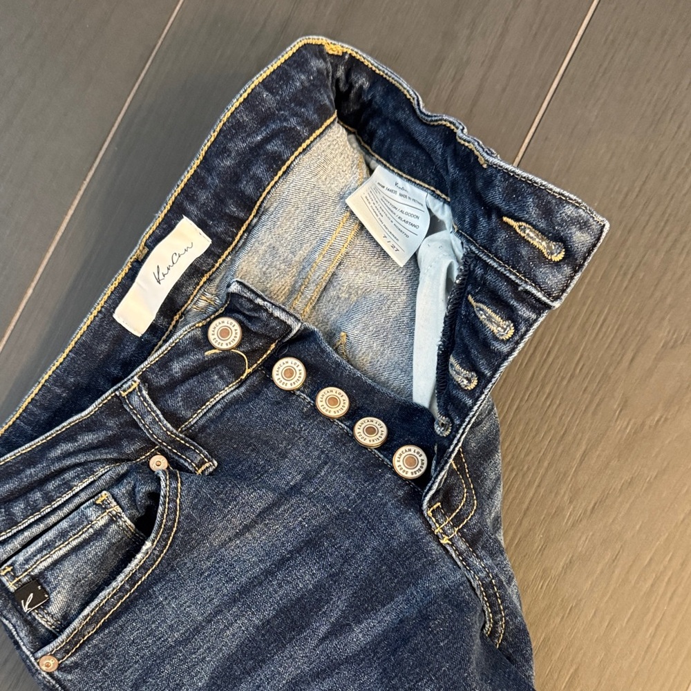 KanCan Dark Blue Button-Front Distressed Ankle Jeans - Picture 3 of 3